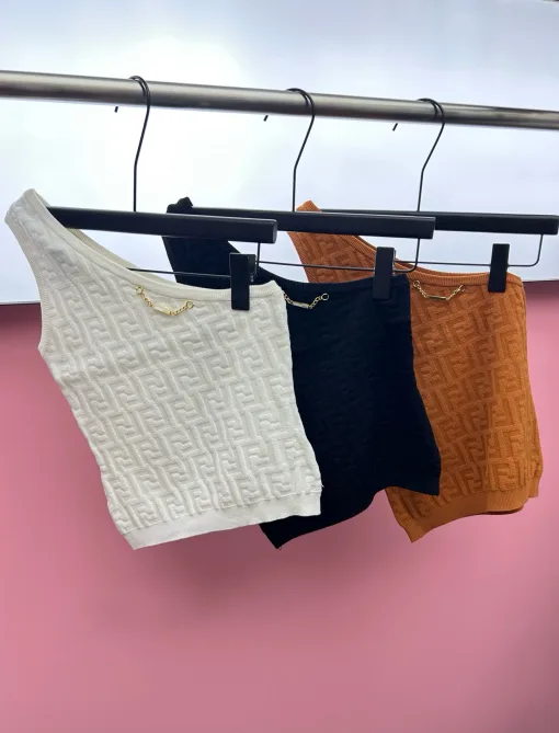 Hochwertige Fendi Weste im weißen Strick-Jacquard-Stil