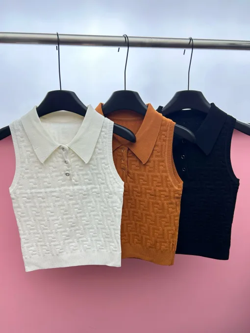 Luxus-Weste von Fendi im weißen Jacquard-Strickstil