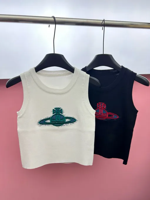 Luxus-Weste aus der Vivienne Westwood-Kollektion mit weißer Strickstickerei