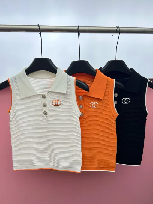 Premium Chanel Weste im weißen Strick-Stickerei-Stil