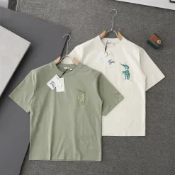 Hochwertige Burberry Kurzarm Grün Baumwolle Print Luxus
