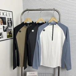 Premium Descente Langarmshirt Schwarzes Logo Luxus