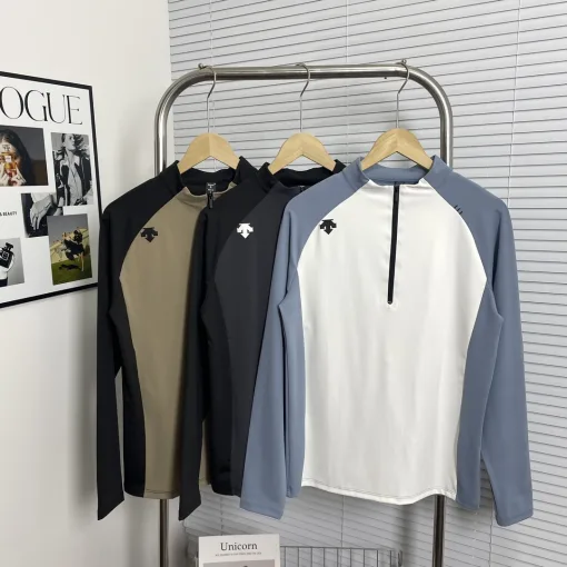 Premium Descente Langarmshirt Schwarzes Logo Luxus