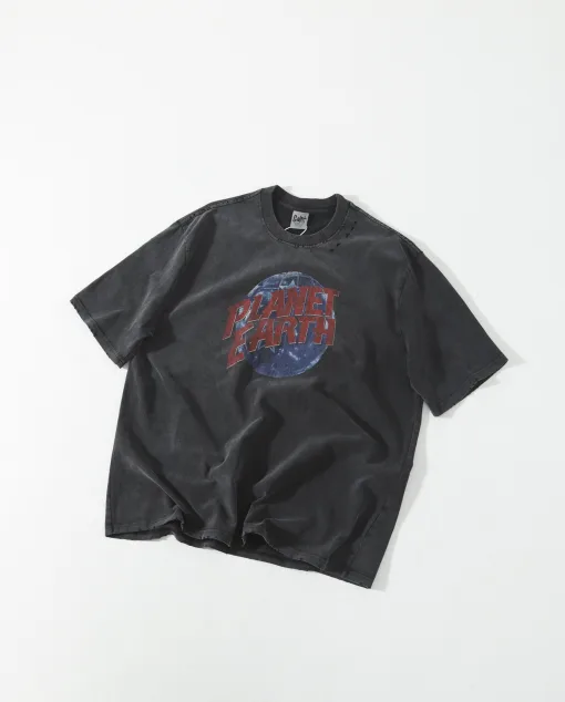 Premium Earth Kurzarm Weiß Baumwolle Retro Style