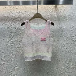 Hochwertige Celine-Weste im bestickten Strickstil