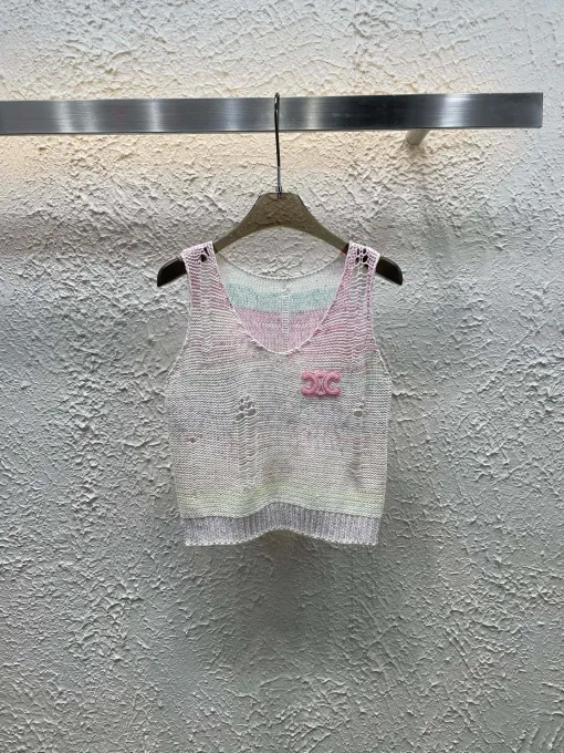 Hochwertige Celine-Weste im bestickten Strickstil