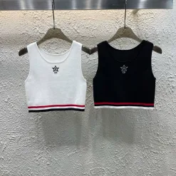Luxus-Dior-Weste aus weißer Strickstickerei-Kollektion