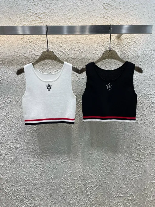 Luxus-Dior-Weste aus weißer Strickstickerei-Kollektion