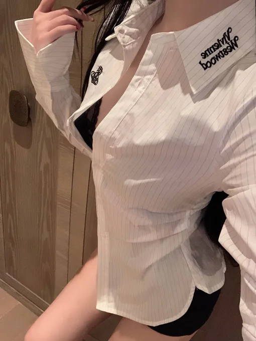 Premium Qualität Vivienne Westwood Shirt Weiß Bestickt Luxus