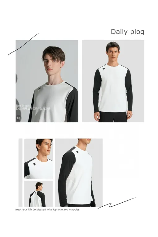 Bestseller Descente Langarm Weiß Fleece Patchwork Stil