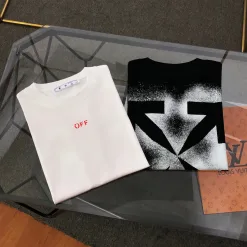 Premium-Qualität Off-White Kurzarm Weiß Baumwolle Logo Stil