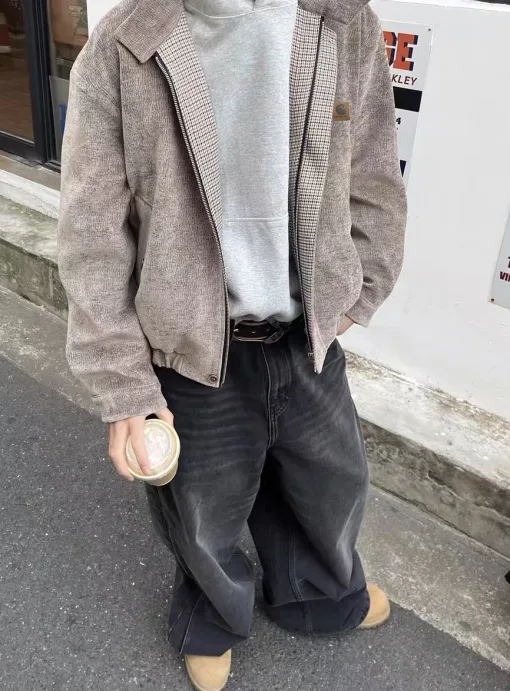 Luxus Carhartt Mantel Braun Leder Retro Kollektion