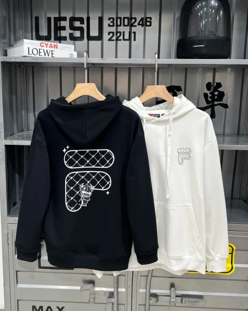 Luxuriöse Fila Sweatshirts Schwarz Baumwolle Atmungsaktiv Stil