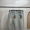 Hochwertige Burberry Jeans Graue Leder-Logokollektion