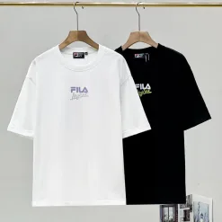 Premium Fila Kurzarm Schwarz Baumwolle Casual Luxury