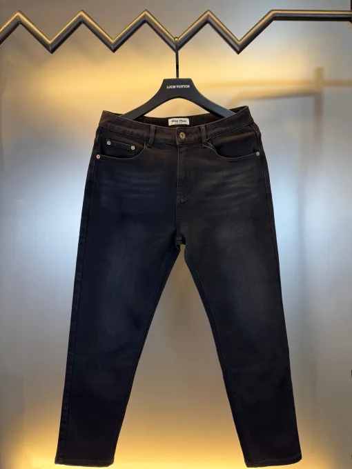 Bestseller Miu Miu Jeans Schwarzer Denim Bestickter Luxus