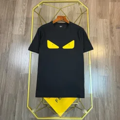 Luxus Fendi Kurzarm Schwarz Baumwolle Klassischer Stil