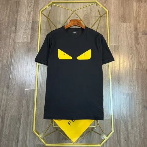 Luxus Fendi Kurzarm Schwarz Baumwolle Klassischer Stil