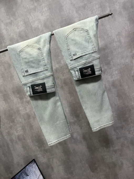 Bestseller Burberry Jeans Grau Leder Logo Luxus