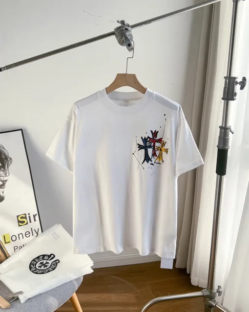Premium Chrome Hearts Kurzarm-Baumwoll-Print im Gold-Stil