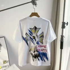 Premium Qualität Chrome Hearts Kurzarm Gold Baumwolle Print Stil