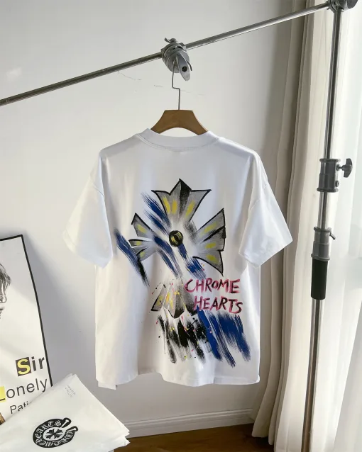 Premium Qualität Chrome Hearts Kurzarm Gold Baumwolle Print Stil