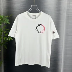 Luxus Moncler Kurzarm Schwarz Baumwolle Print Style
