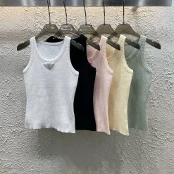 Premium Prada Weste in Weiß mit Logo-Strick