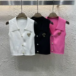 Hochwertige Dior-Weste im weißen Strickstil