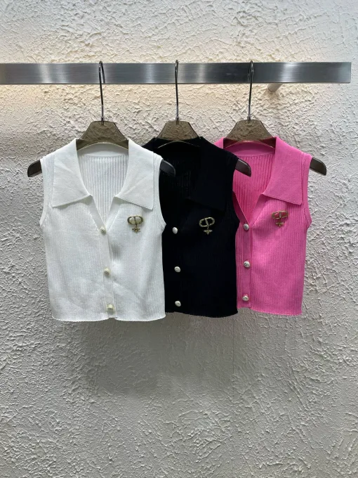 Hochwertige Dior-Weste im weißen Strickstil