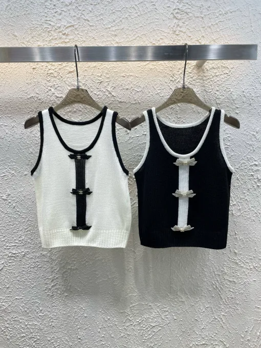 Hochwertige Chanel Weste Weiß Strick Kollektion