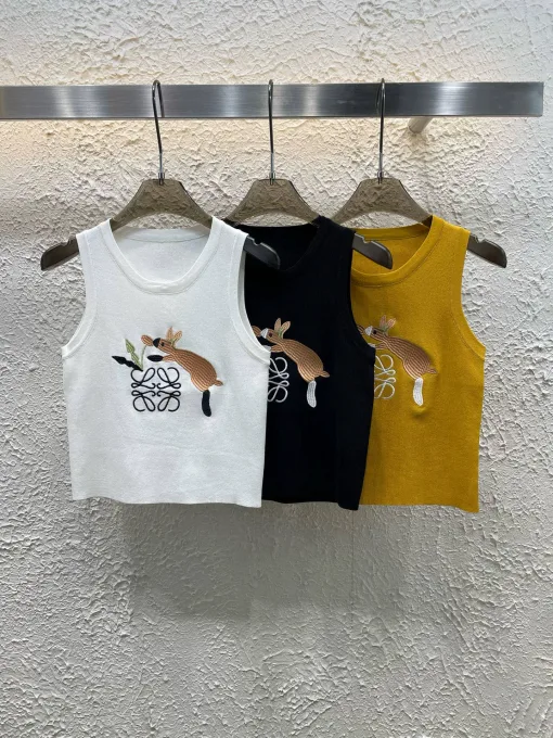 Premium Loewe Weste Weiß Strick Logo Kollektion