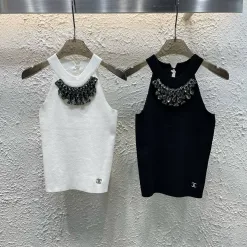 Hochwertige Chanel-Weste aus weißer Strickkollektion