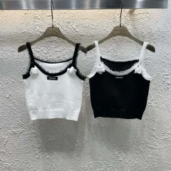 Bestseller Miu Miu Hosenträger Weiß Strick Logo Kollektion