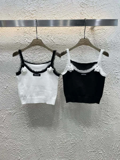 Bestseller Miu Miu Hosenträger Weiß Strick Logo Kollektion