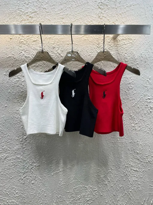 Bestseller Ralph Lauren Weste, weißer Strick, bestickter Stil