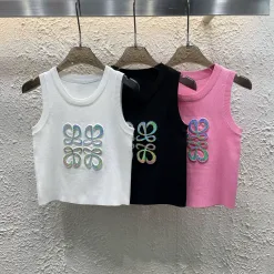 Luxus Loewe Weste Weiß Strick Logo Luxus