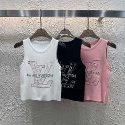 Hochwertige Louis Vuitton Weste im weißen Strick-Logo-Stil