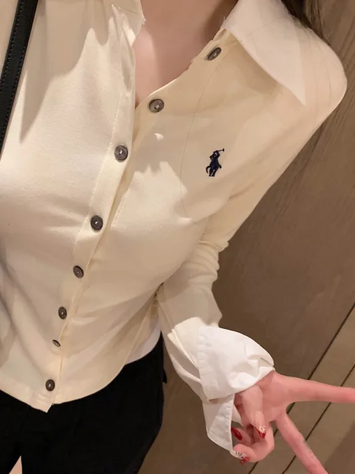 Hochwertiges Ralph Lauren Hemd Grau Bestickte Kollektion