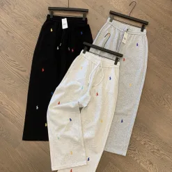 Luxus-Hose mit weitem Bein von Ralph Lauren aus der Kollektion mit Stickereien in Schwarz
