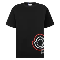 Premium Moncler Kurzarm Schwarz Baumwolle Print Kollektion