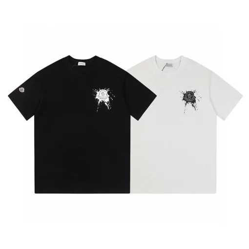 Moncler Kurzärmeliges Baumwoll-Print-Modell in Premiumqualität in Schwarz