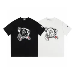 Bestseller Moncler Kurzarm Schwarz Baumwolle Print Luxus