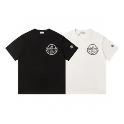 Premium Qualität Moncler Kurzarm Schwarz Baumwolle Print Luxus