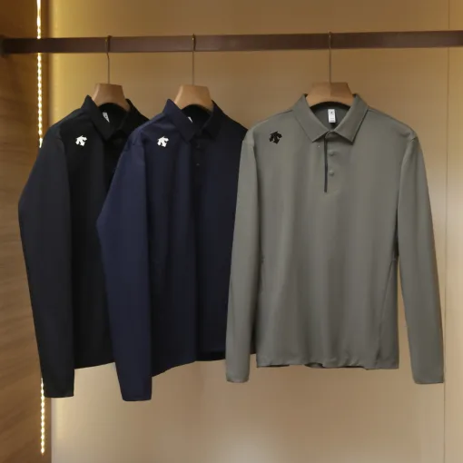 Premium Descente Langarm-Fleece, Marineblau, atmungsaktiv, luxuriös