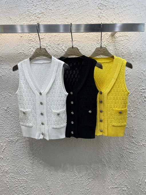 Chanel Weste in Premiumqualität, weißer Strick, Luxus