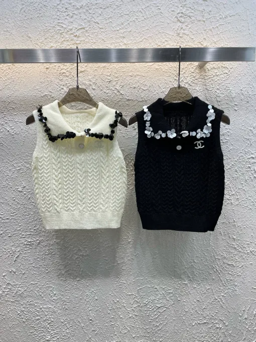 Bestseller Chanel Weste Schwarz Strickstil