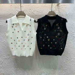 Hochwertige Weste von Louis Vuitton im weißen Strick-Stickerei-Stil