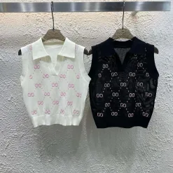 Luxuriöse Gucci-Weste im weißen Strick-Stickerei-Stil