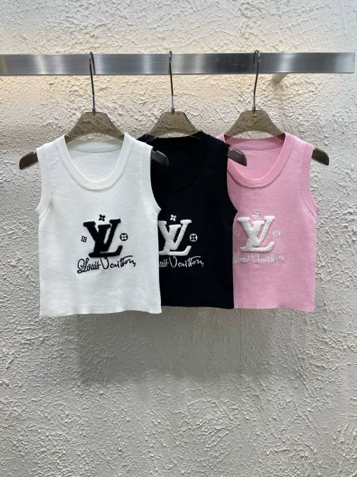 Hochwertige Weste von Louis Vuitton aus weißer Strick- und Stickereikollektion